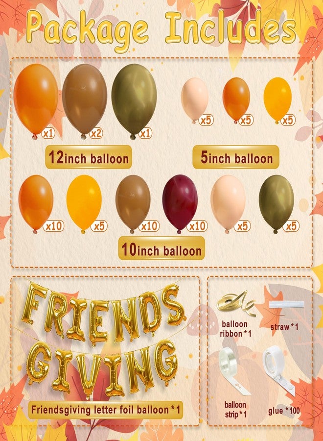 HALOGATE Friendsgiving Foil Balloons Garland Decorations, Friendsgiving Party Decor includes 16 Inches Gold Letter Friendsgiving Balloons Banner and 64 Pcs Balloons, Fall Thanksgiving Party Backdrop Supplies - Image 2