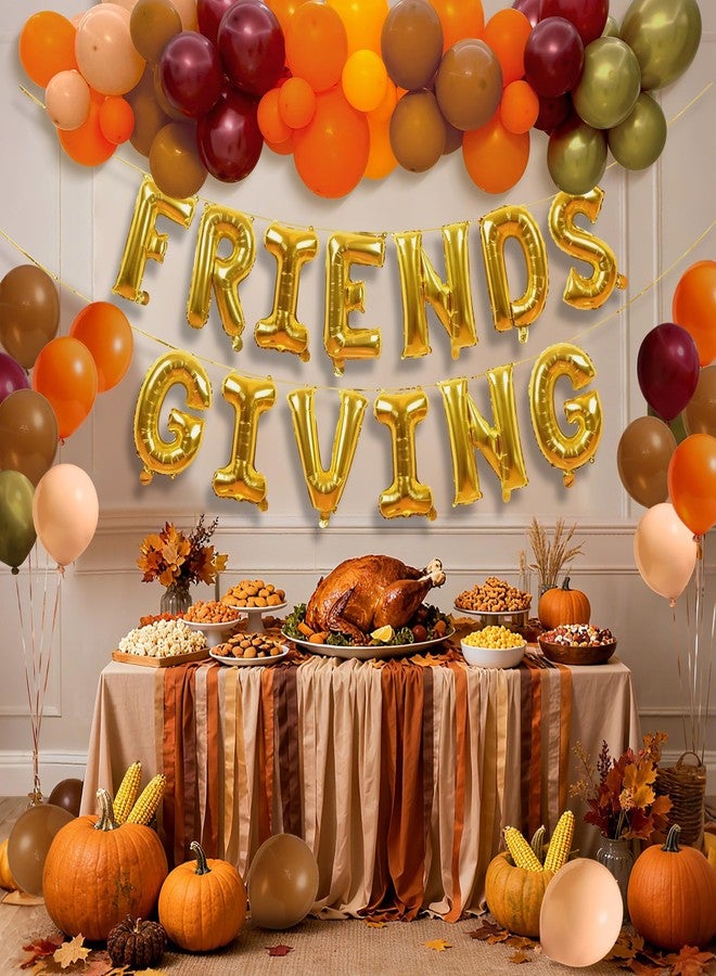 HALOGATE Friendsgiving Foil Balloons Garland Decorations, Friendsgiving Party Decor includes 16 Inches Gold Letter Friendsgiving Balloons Banner and 64 Pcs Balloons, Fall Thanksgiving Party Backdrop Supplies - Image 5
