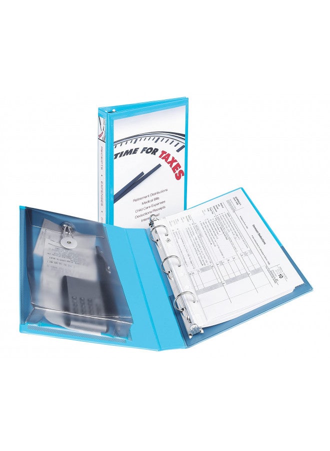 Avery Mini Protect and Store View 3 Ring Binder, 1 Inch Round Rings, 1 Light Blue Binder (23014) - Image 1