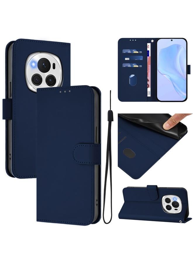 S-TOP Case For Honor Magic6 Pro Skin Feel Solid Color Leather Phone Case with Lanyard - Image 1