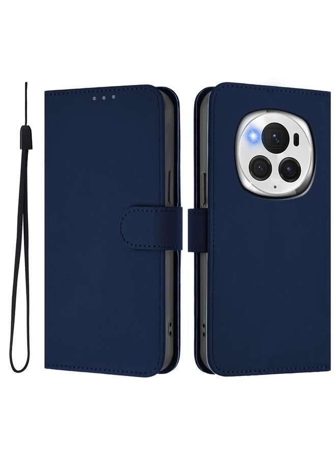S-TOP Case For Honor Magic6 Pro Skin Feel Solid Color Leather Phone Case with Lanyard - Image 2
