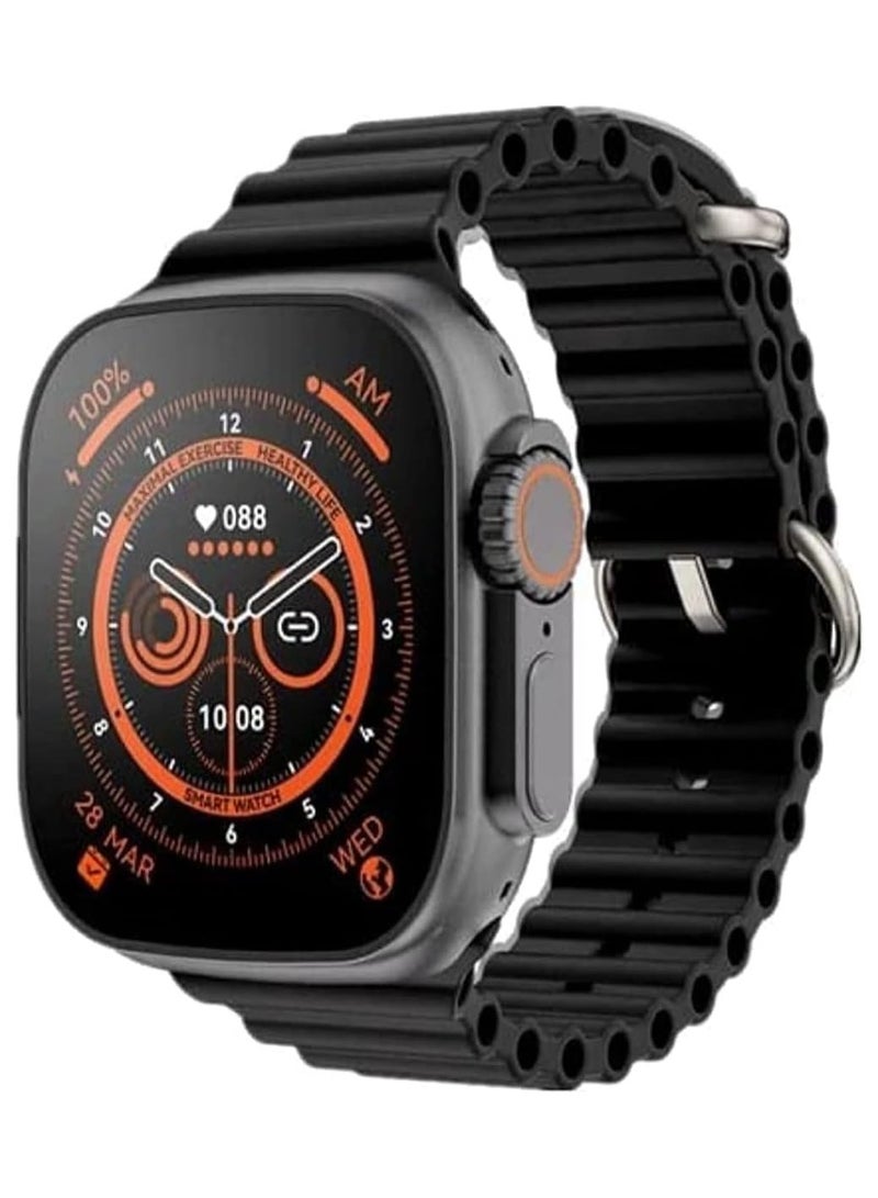 DUSALA HK9 ULTRA 2 Smart Watch 2.12 inch Smartwatch Fitness Running Watch Bluetooth Temperature Monitoring Pedometer Call Reminder Compatible with Android iOS Women Men Long Standby Hands-Free Calls (Black)