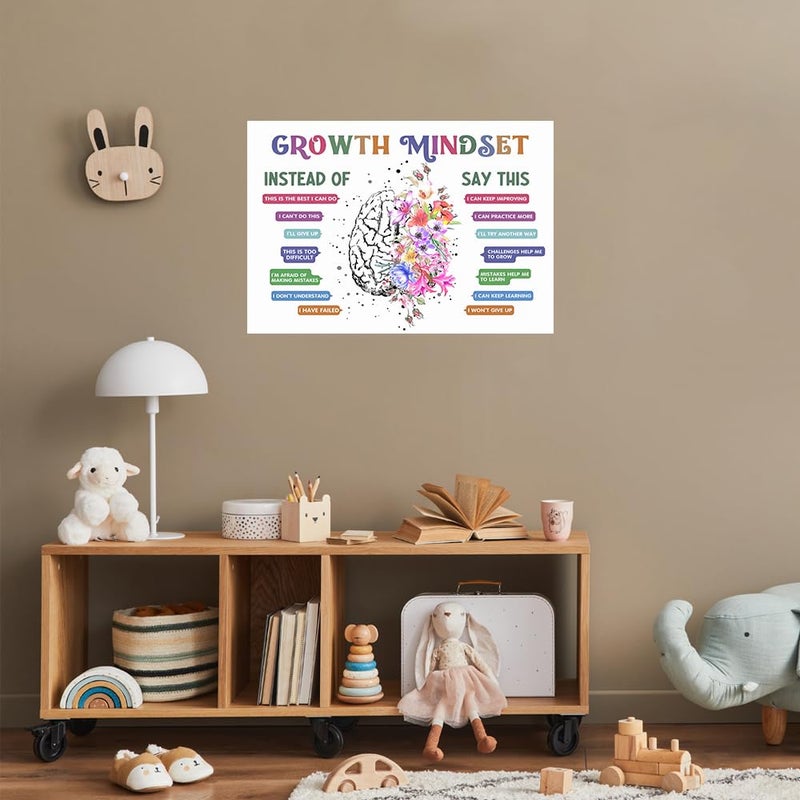 uoyien Classroom Growth Mindset Positive Affirmations Quotes Kids Mental Health Posters Brain Psychology Special Education Calm Corner Wall Art Office Therapy Canvas Wall Decor Prints 16x24in Unframed - Image 4