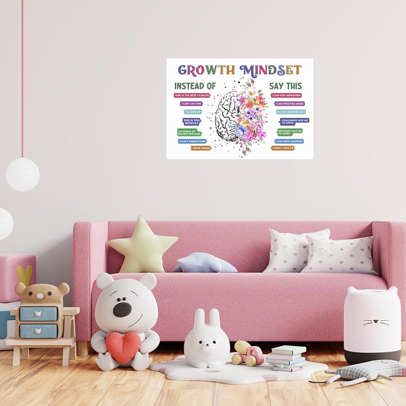 uoyien Classroom Growth Mindset Positive Affirmations Quotes Kids Mental Health Posters Brain Psychology Special Education Calm Corner Wall Art Office Therapy Canvas Wall Decor Prints 16x24in Unframed - Image 3