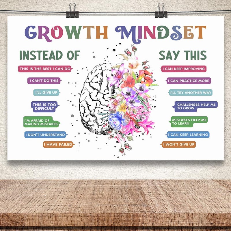 uoyien Classroom Growth Mindset Positive Affirmations Quotes Kids Mental Health Posters Brain Psychology Special Education Calm Corner Wall Art Office Therapy Canvas Wall Decor Prints 16x24in Unframed - Image 2