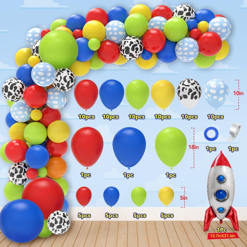 Wakeys Two Infinity and Beyond Birthday Decorations, 108 Pcs Toy Inspired Story 2nd Birthday Party Supplies Include Toy Inspired Story Balloon Boxes, Banner, Balloons, Backdrop, Cake Topper, Tablecloth - Image 2