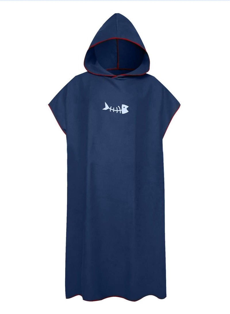 Microfiber Beach Towel Oversized, Absorbent Sand Proof Beach Blanket Surf Poncho Towel with Hood Bath Towel Swim TowelBlack Coverup Robe Large Hooded Towels for Adult (Navy blue) - Image 1