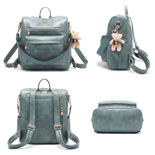 Soperwillton Women Backpack Purse Multipurpose Design Handbags Shoulder Bag PU Leather Travel bag Backpack Set 2pcs - Image 2