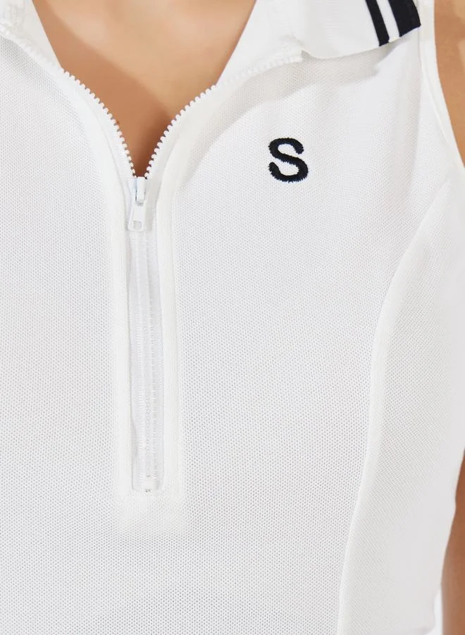 Styli Pleated Cotton Polo Dress