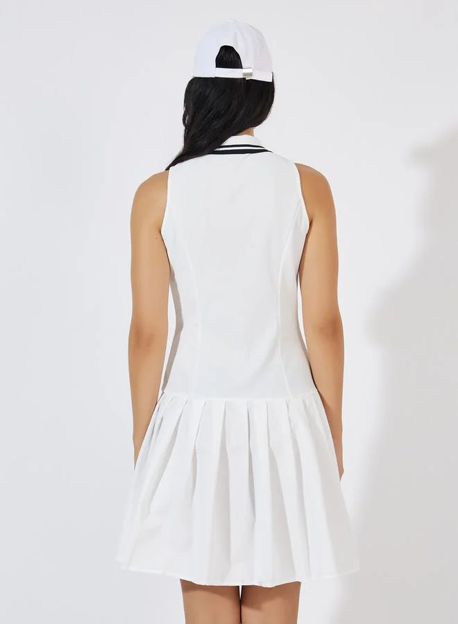Styli Pleated Cotton Polo Dress