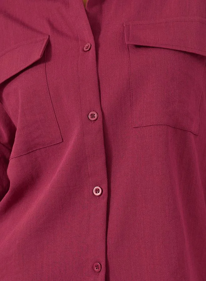 Styli Button Down Spread Collar Oversized Shirt