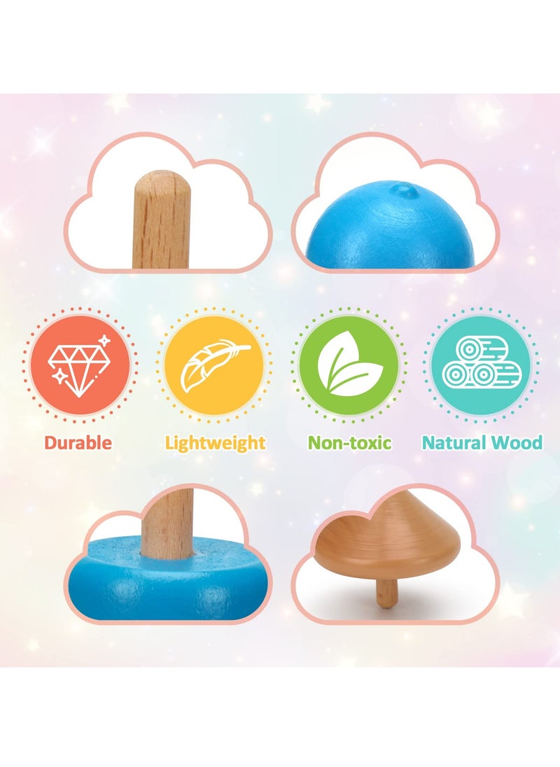 SYOSI Wooden Spinning Tops - Montessori-Inspired Durable Spin Toys for Sensory Play & Fidget Fun - Portable Spin Top Set for Preschool Kids  - Image 4