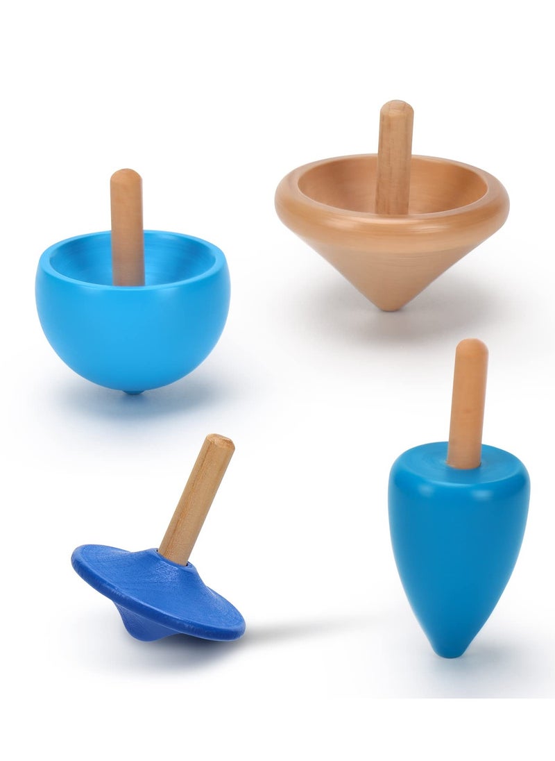 SYOSI Wooden Spinning Tops - Montessori-Inspired Durable Spin Toys for Sensory Play & Fidget Fun - Portable Spin Top Set for Preschool Kids  - Image 1