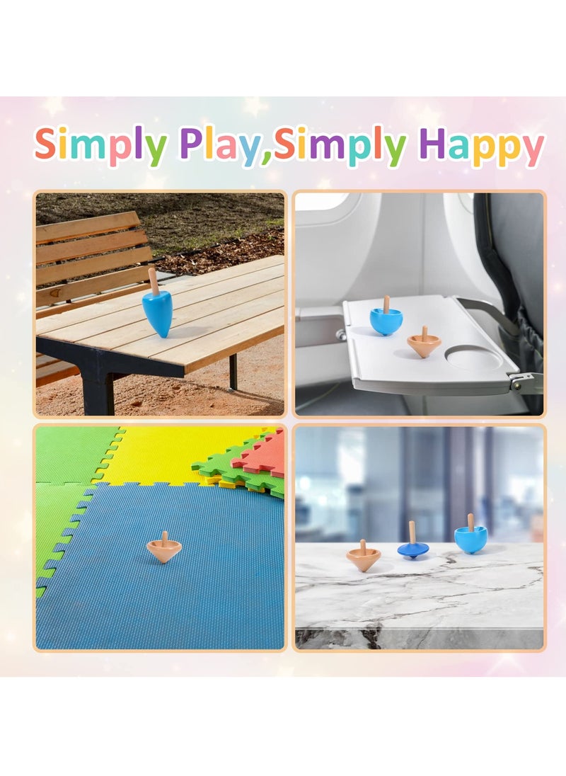 SYOSI Wooden Spinning Tops - Montessori-Inspired Durable Spin Toys for Sensory Play & Fidget Fun - Portable Spin Top Set for Preschool Kids  - Image 3