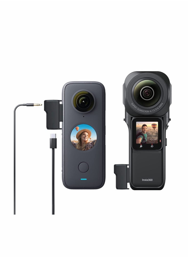 Generic - ONE X2 Dual Mic Adapter, Upgraded 3.5mm Input Mic Compatible with Insta360 ONE RS 1 Inch X2 Extrenal Microphones and USB-C Port, Insta360 ONE X2 Mic Action Camera Accesories - Image 1