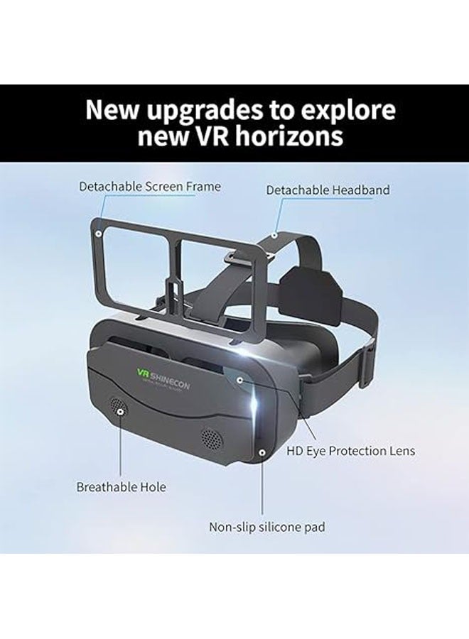 VR SHINECON The VR headset is compatible with iPhone and Android phones, and the display is 4.7-7.0 inches - Universal Virtual Reality Goggles - Soft and comfortable new 3D glasses (G13 - Black) - Image 2