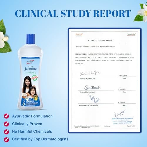 Nimson Coconut Jasmine Hair Oil with Vitamin E | For Shiny, Long Hair | Non-Sticky, Nourishing Formula | 450ml - Image 5