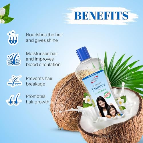 Nimson Coconut Jasmine Hair Oil with Vitamin E | For Shiny, Long Hair | Non-Sticky, Nourishing Formula | 450ml - Image 3