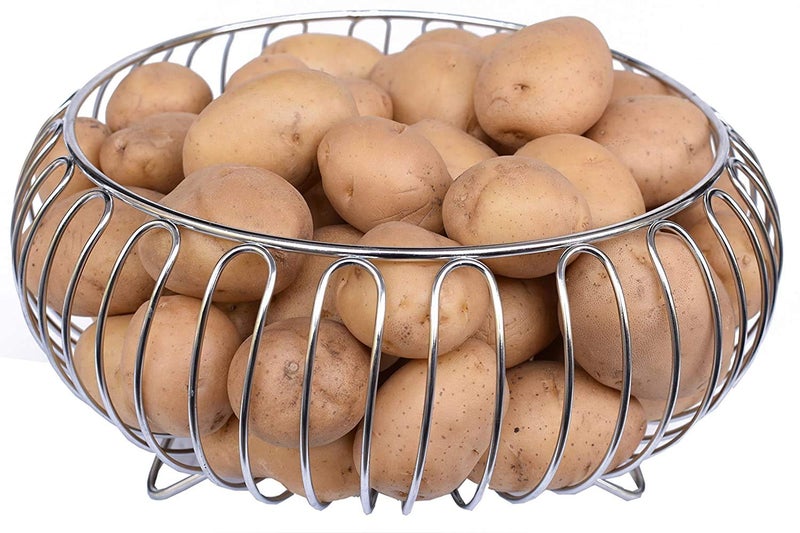 AEVLON Heavy Stainless Steel Vegetable Basket for KitchenFruit Basket for Dining TableFruit Vegetable Storage Basket Nickel Chrome Plated - Image 4
