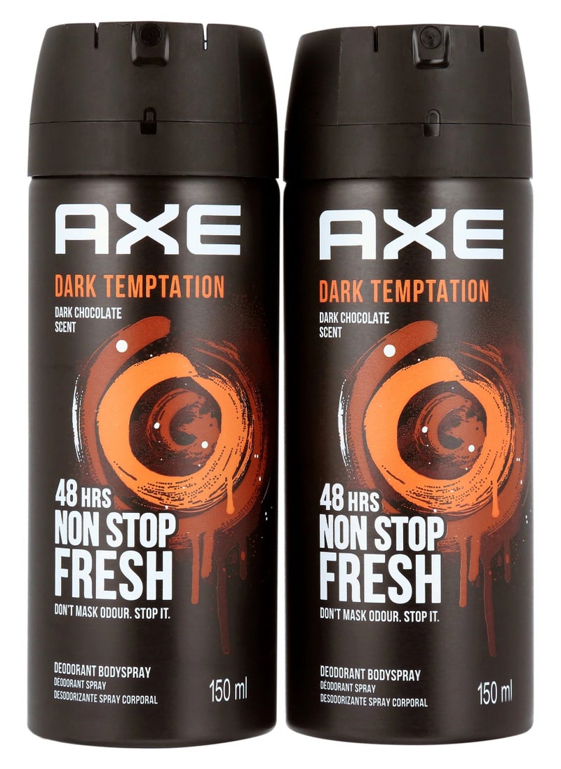 Axe Axe Pack Of 2 deodorant body spray  Dark Temptation 150ml  - Image 1
