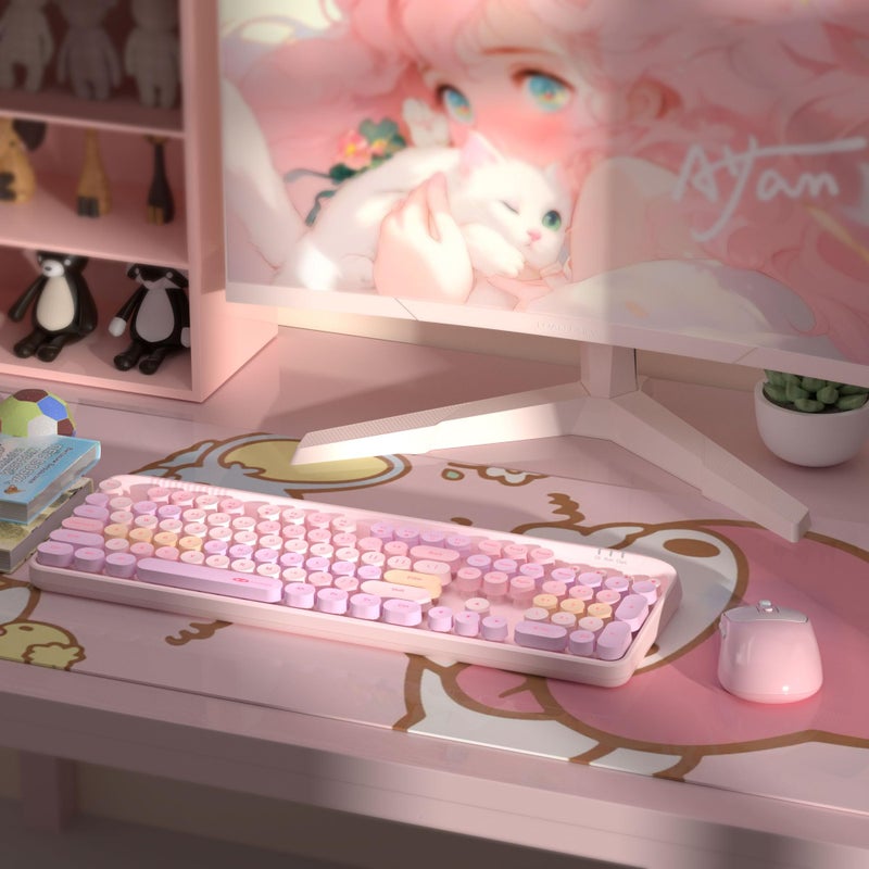 MageGee Wireless Keyboard and Mouse Combo Round keycaps Retro Typewriter Keyboard 104 Key Full-Sized Keyboard Automatic Power Saving 2.4GHz Wireless Connection for Mac/Windows/PC - Image 2