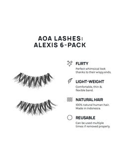AOA STUDIO AOA Studio 6 Pairs Alexis Natural Handmade False Eyelashes with Glue and Tweezer Lash Kit Natural Volume Reusable Fake Eyelashes 100 Percent Handmade Cruelty Free  - Image 2