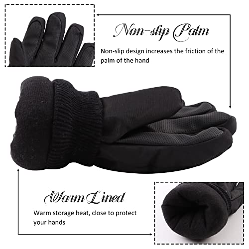 JANGANNSA Winter Kids Ski Gloves Boys Girls Cold Weather Snow Glove Waterproof Ski Snowboard Gloves with Fleece Lining(Solid Black,4-6Years) - Image 4
