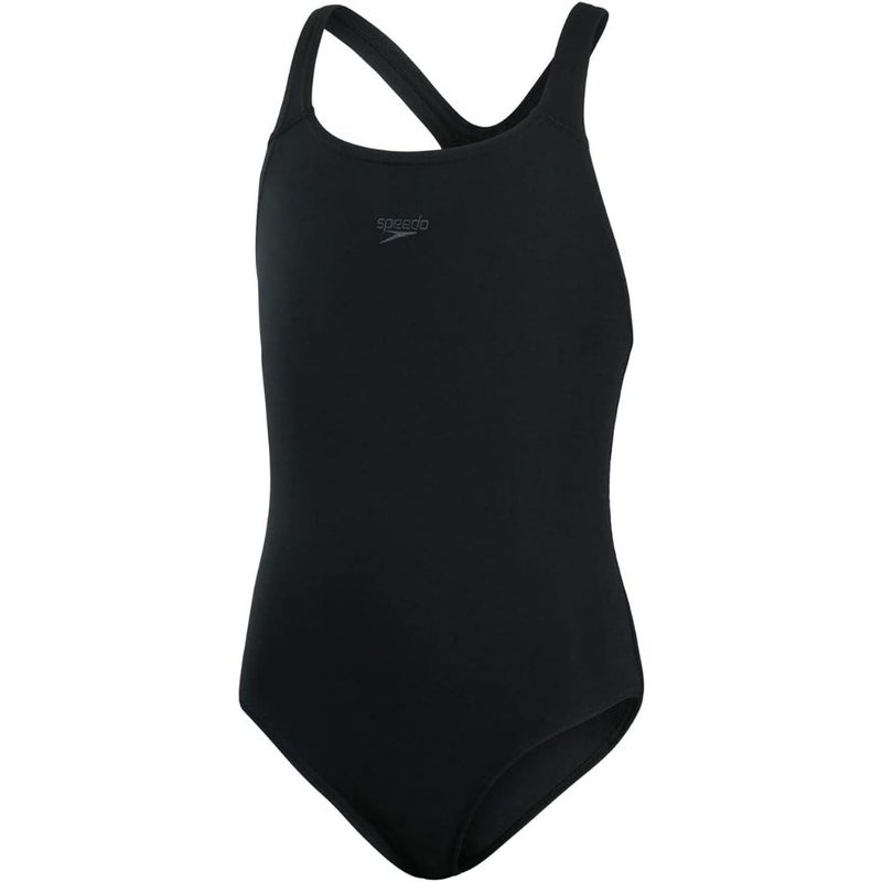 Junior Girls' Speedo ECO Endurance+ Medallist Swimsuit: pool use, recycled polyester fabric, navy blue, chlorine-resistant comfort and extra flexibility - Image 1