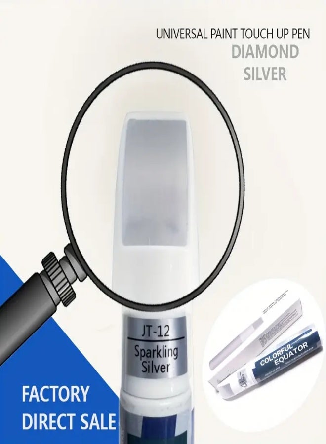 ارواق قلم طلاء لإصلاح خدوش السيارات، خيارات متعددة الألوان، إصلاح خدوش السيارات، مناسب لأجزاء السيارات المختلفة، مادة ABS، مع أداة إصلاح الخدوش، فضي ماسي - Image 1