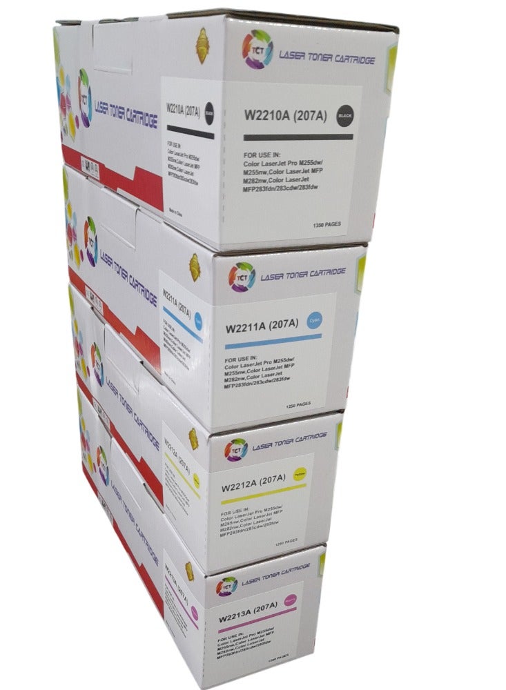 TCT Compatible With HP 207A Toner Cartridge Replacement for HP 207A Color Laserjet Works With Pro MFP M283fdw M255dw M282nw M283fdn M255nw W2210A W2211A W2212A W2213A Toner - Black Cyan yellow magenta - Image 1