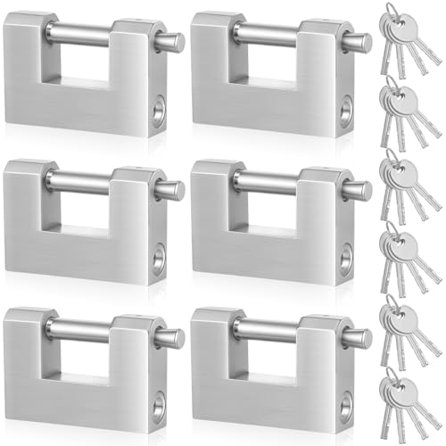 Blulu 6 Pack Heavy Duty Lock for Shipping Container with Stainless Steel Keys Stainless Steel DShaped Padlock for Garage Door Shed Storage Unit Locker and Warehouse 80 mm - Image 1