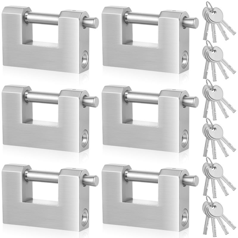 Blulu 6 Pack Heavy Duty Lock for Shipping Container with Stainless Steel Keys Stainless Steel DShaped Padlock for Garage Door Shed Storage Unit Locker and Warehouse 80 mm - Image 2