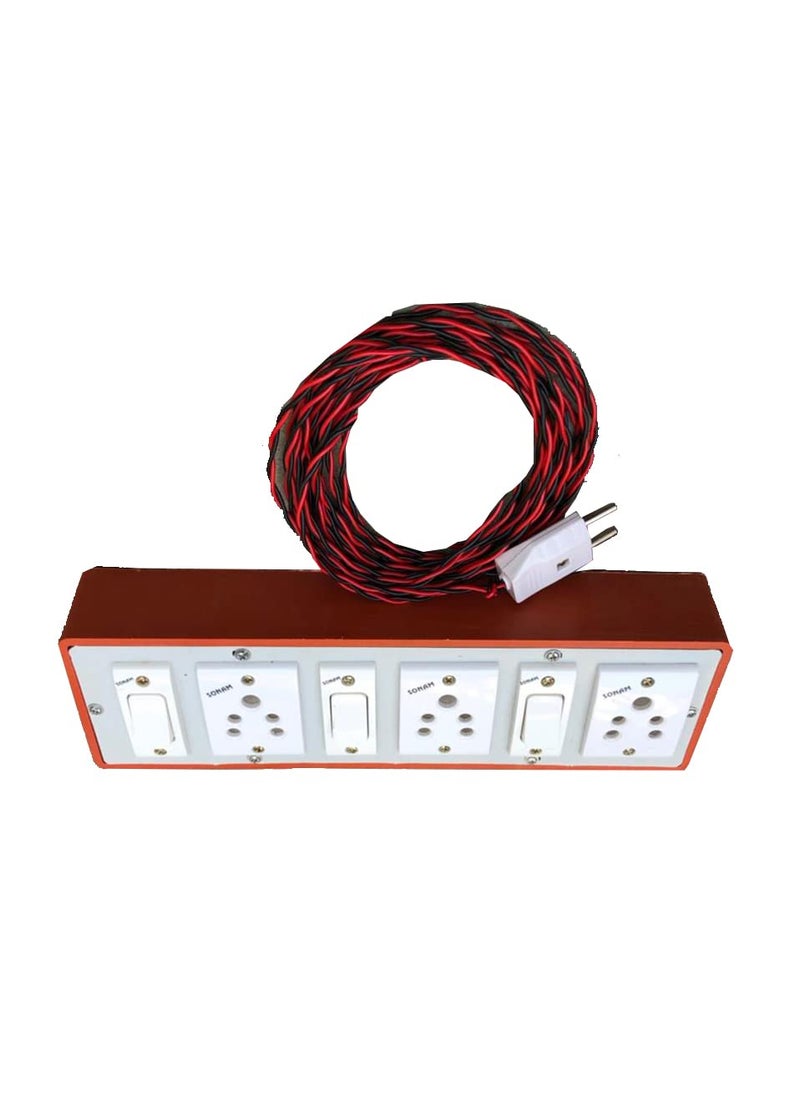 Awadh Desi Power Extension Board Extension Cord Power Board Wall Mounted Electric Board 3 Sockets 3 Switches 5 Meter Wire 2 Pin Plug Plastic Body Shock Proof Concrete Nails No Drill On Wall 1  - Image 2