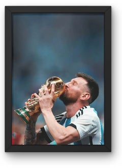 Messi with world cup  BLACk FRAME 50 X 70 