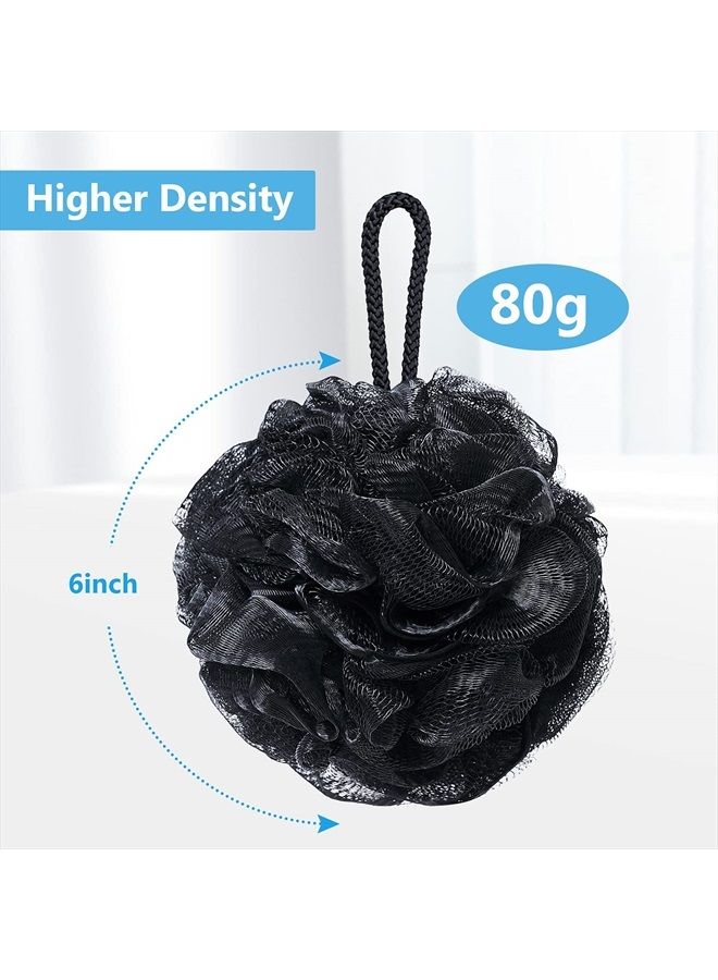 VANZAVANZU Bath Loofah Large 80g Shower Sponge Body Scrubber Mesh Pouf for Men and Women, Set of 4 (Black) - Image 2
