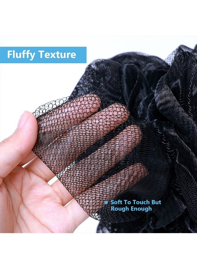 VANZAVANZU Bath Loofah Large 80g Shower Sponge Body Scrubber Mesh Pouf for Men and Women, Set of 4 (Black) - Image 4