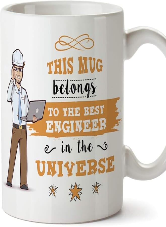 MUGFFINS Engineer Original Mug Cup This Mug Belongs to The Best Engineer in The Universe - 11 oz Ceramic
