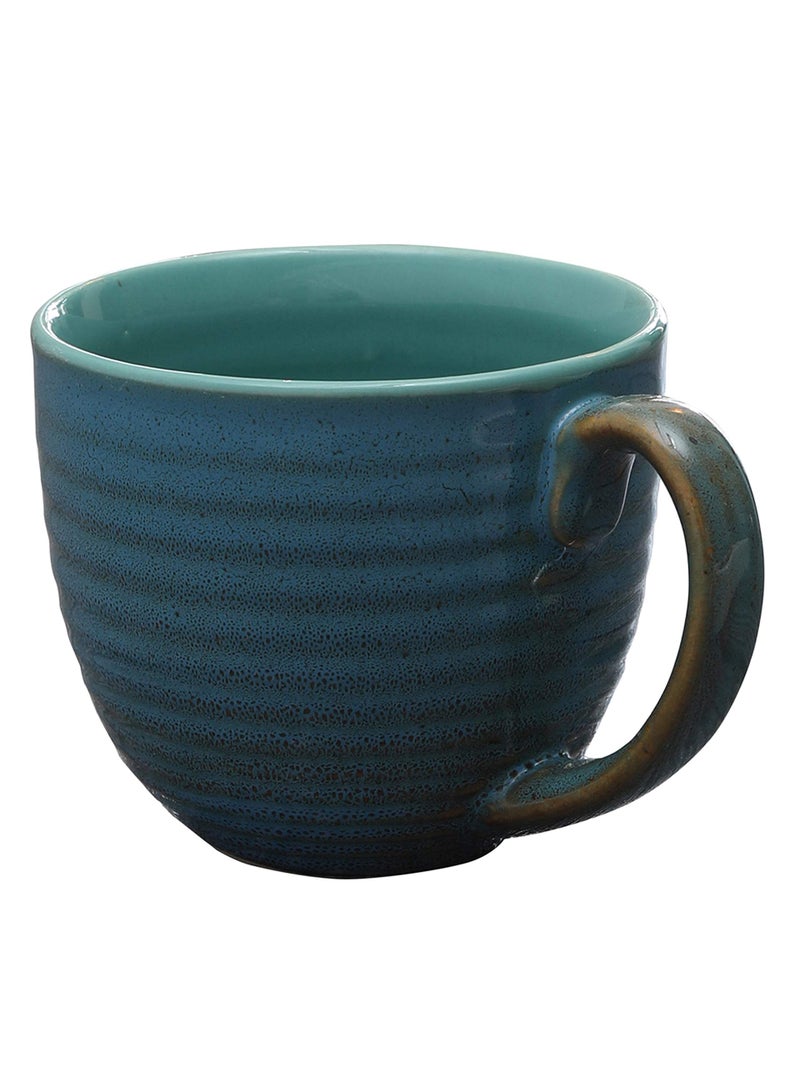 miah decor MDCF-81 Studio Pottery Ceramic Glazed Coffee Mugs Set of 2, Teal Blue/Stone Blue - Image 3