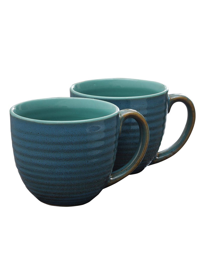 miah decor MDCF-81 Studio Pottery Ceramic Glazed Coffee Mugs Set of 2, Teal Blue/Stone Blue - Image 4