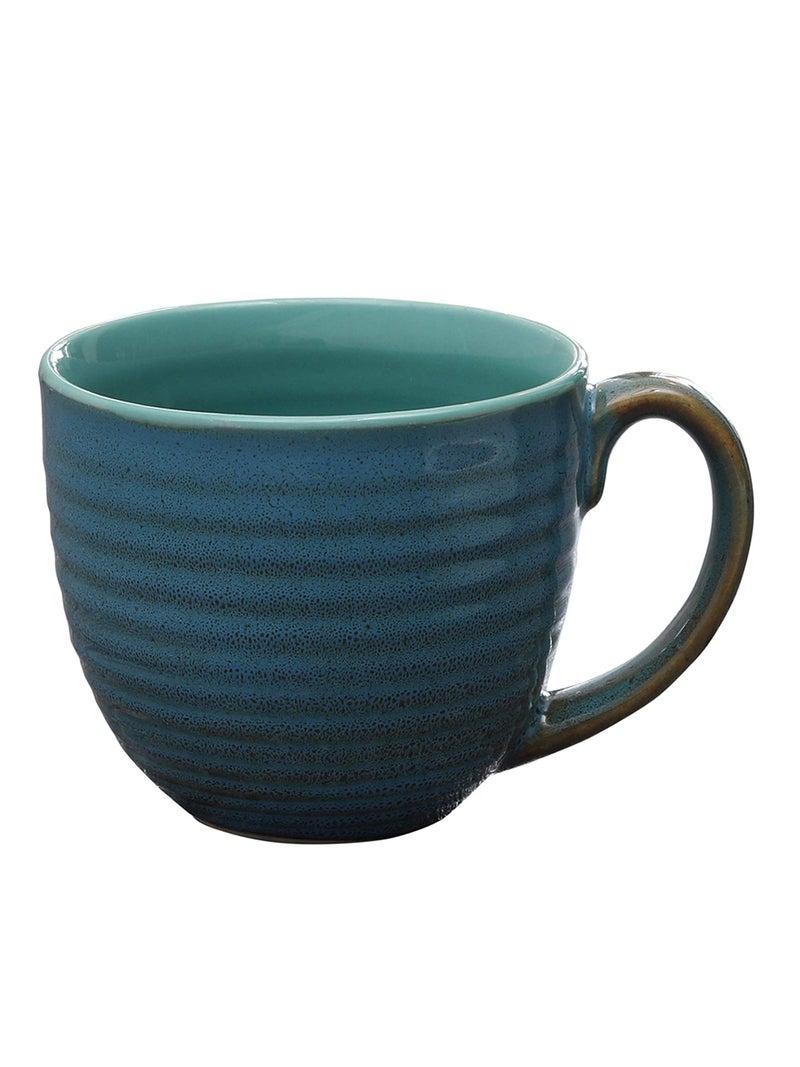 miah decor MDCF-81 Studio Pottery Ceramic Glazed Coffee Mugs Set of 2, Teal Blue/Stone Blue - Image 2