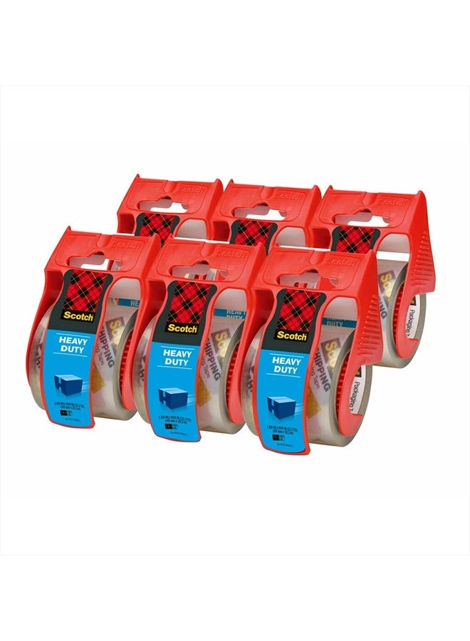 Scotch  Heavy Duty Packaging Tape, 1.88" x 22.2 yd, Designed for Packing, Shipping and Mailing, Strong Seal on All Box Types, 1.5" Core, Clear, 6 Rolls with Dispenser (142-6) - Image 2