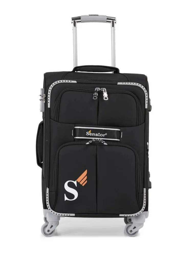 سيناتور Soft Shell Luggage Trolley For Unisex Ultra Lightweight Expandable Suitcase With 4 Wheels LL003 Black