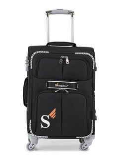 SENATOR Soft Shell Luggage Trolley For Unisex Ultra Lightweight Expandable Suitcase With 4 Wheels LL003 Black  - Image 1
