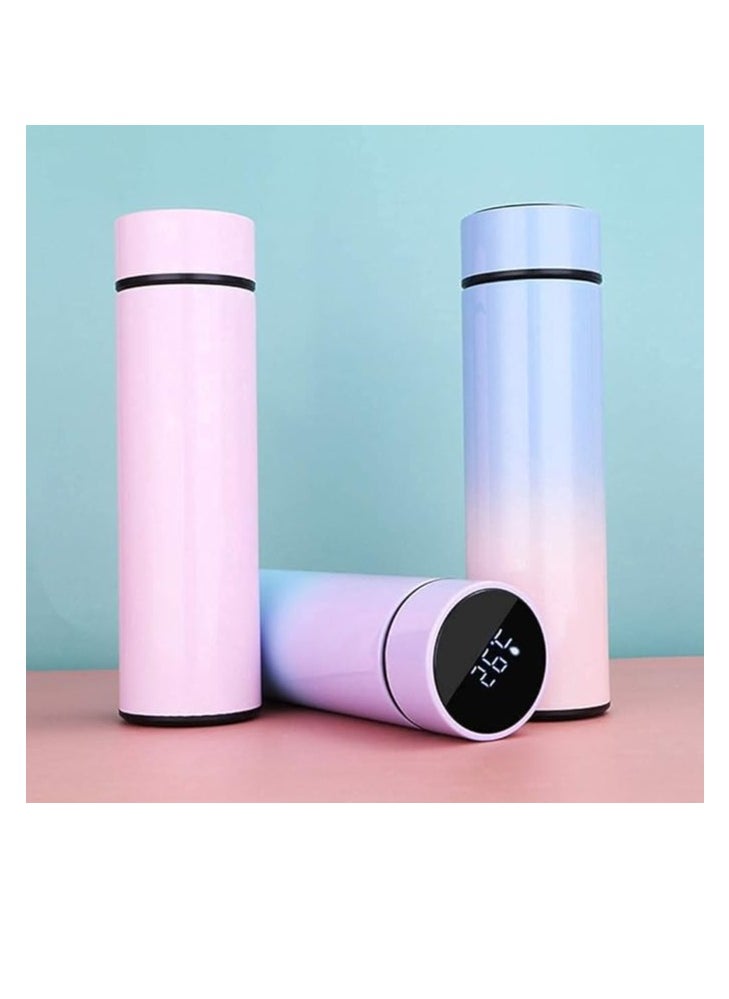 Cool Baby - Smart Insulated Water Bottle, Tea Infuser Bottle Stainless Steel Vacuum Wide Mouth Coffee Mug Travel Thermoses with LCD Touch Screen Keep Hot Or Cold Car Portable Cup 500ML(Pink) - Image 1