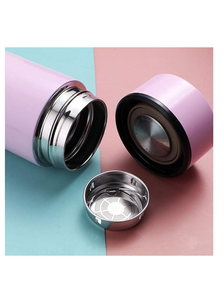 Cool Baby - Smart Insulated Water Bottle, Tea Infuser Bottle Stainless Steel Vacuum Wide Mouth Coffee Mug Travel Thermoses with LCD Touch Screen Keep Hot Or Cold Car Portable Cup 500ML(Pink) - Image 1