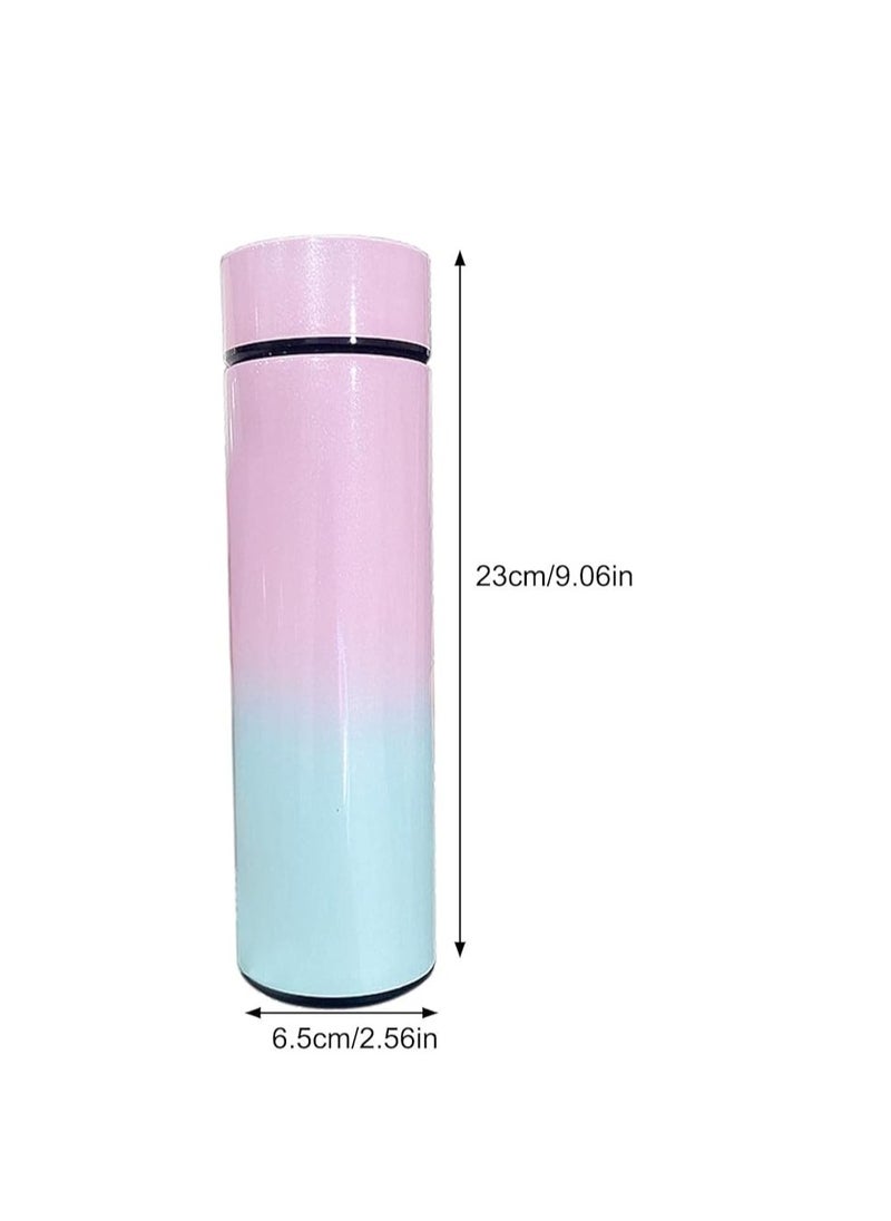 Cool Baby - Smart Insulated Water Bottle, Tea Infuser Bottle Stainless Steel Vacuum Wide Mouth Coffee Mug Travel Thermoses with LCD Touch Screen Keep Hot Or Cold Car Portable Cup 500ML(Pink) - Image 1