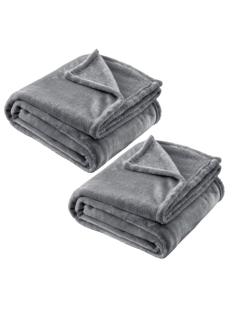 فابينني بطانية سرير من قطعتين، رمادية اللون، مصنوعة من صوف الألياف الدقيقة، بوزن 280 جرام لكل متر مربع، بمقاس 150×200 سم، ناعمة للغاية وحريرية الملمس. - Image 1