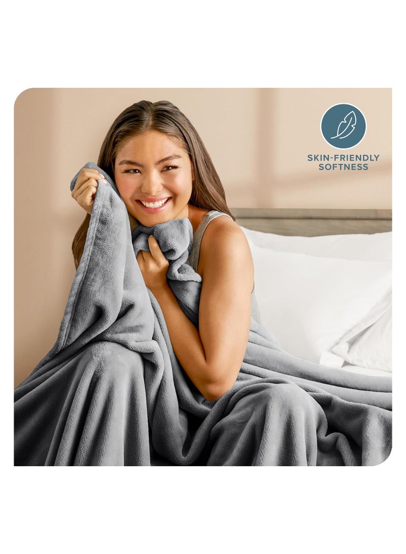 فابينني بطانية سرير من قطعتين، رمادية اللون، مصنوعة من صوف الألياف الدقيقة، بوزن 280 جرام لكل متر مربع، بمقاس 150×200 سم، ناعمة للغاية وحريرية الملمس. - Image 5