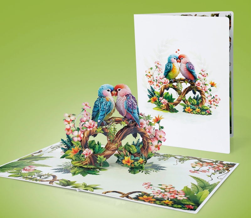 CUT POPUP.COM Cutpopup Parrot Couple  Anniversary Card Pop Up  Valentines Day  Wedding  Engagement  3D Greeting Card (Parrot Couple) Lo175Us1520 - Image 5