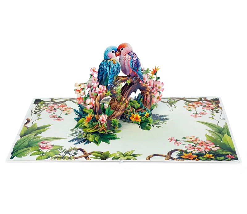 CUT POPUP.COM Cutpopup Parrot Couple  Anniversary Card Pop Up  Valentines Day  Wedding  Engagement  3D Greeting Card (Parrot Couple) Lo175Us1520 - Image 4